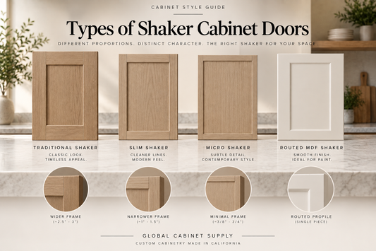 Types of Shaker Cabinet Doors: Traditional, Slim, Micro-Shaker, Solid Wood &amp; Routed MD