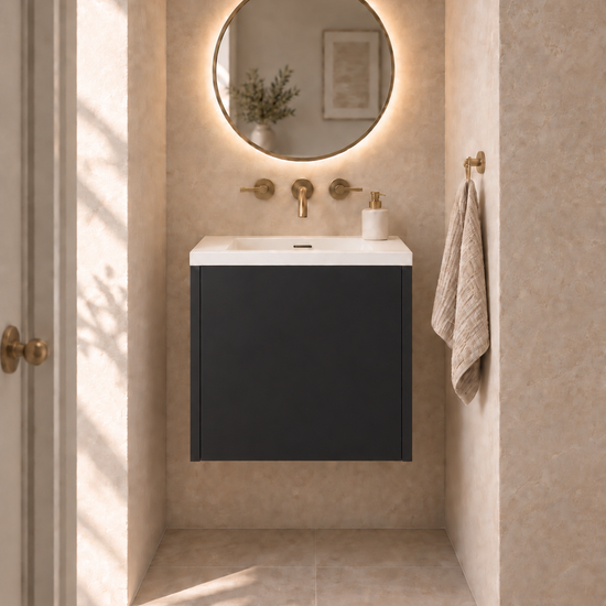 Single Door Vanity in Nero Ingo — illustrative finish rendering
