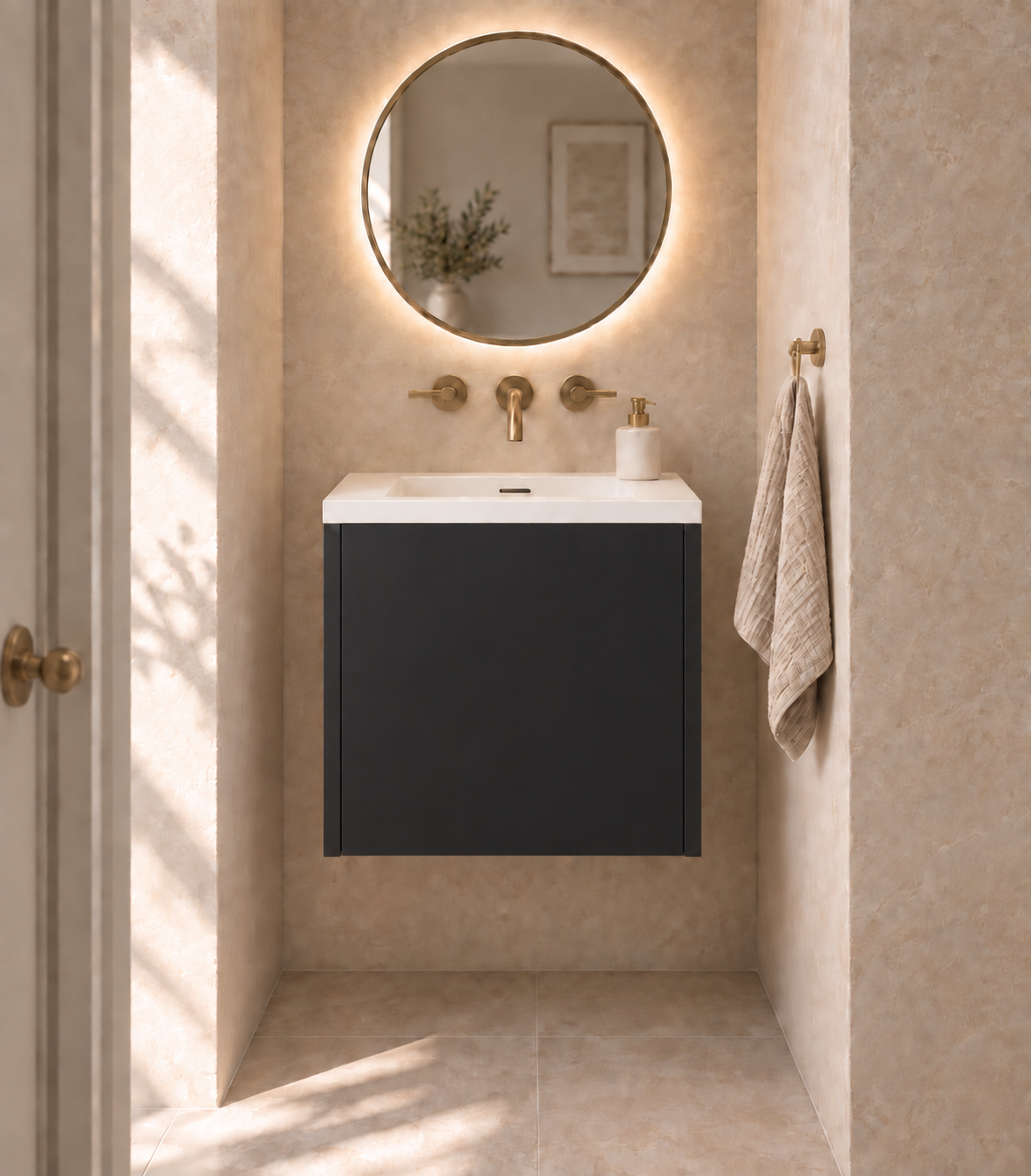 Single Door Vanity in Nero Ingo — illustrative finish rendering