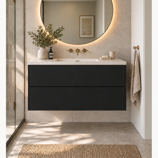 Custom 2 drawer floating Bathroom Vanity — Nero Ingo