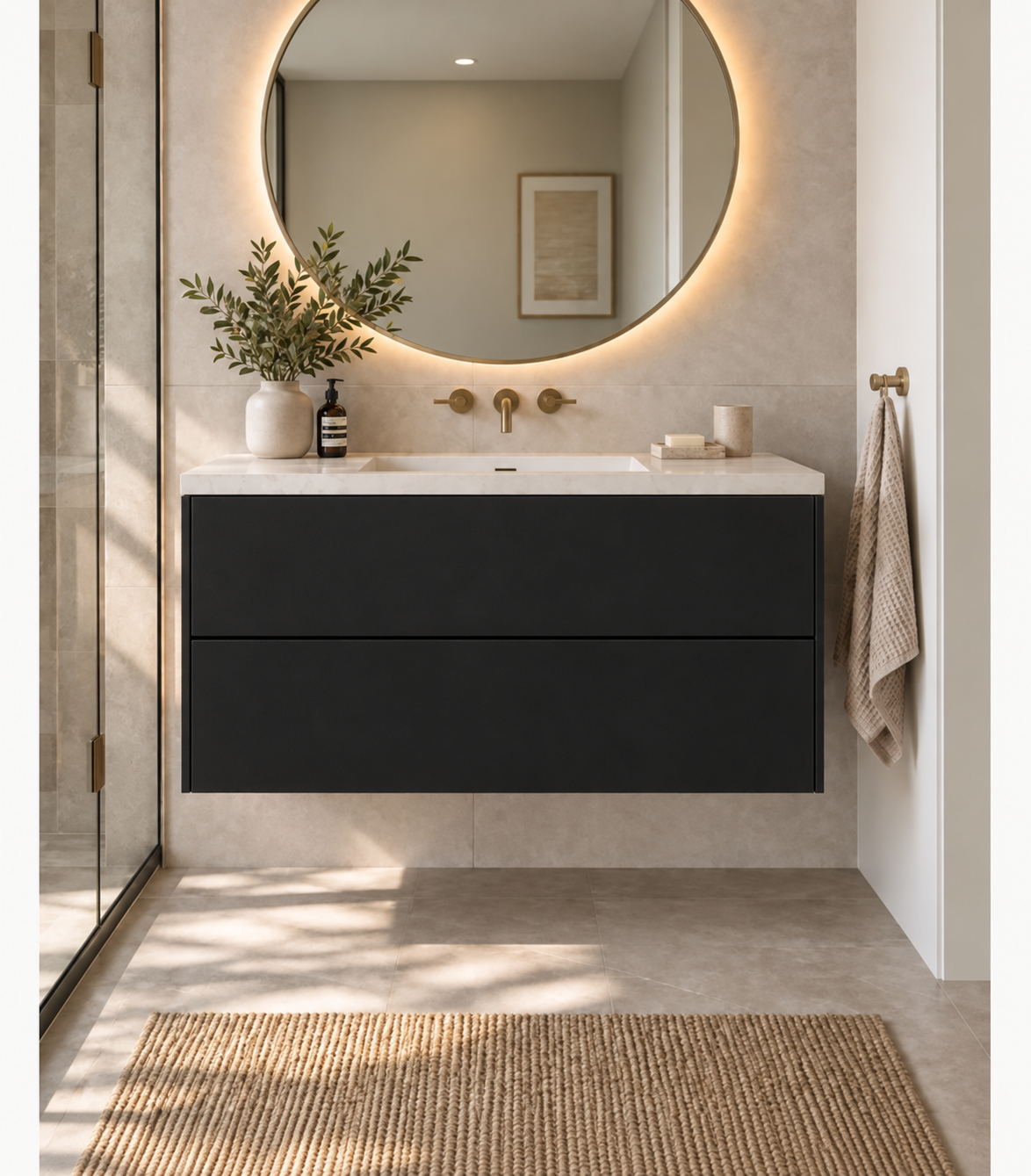 Custom 2 drawer floating Bathroom Vanity — Nero Ingo